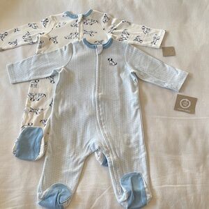 New Little Me Baby One-Piece Sleepers - 2 pieces, Organic Cotton, 9 MOS, NWT